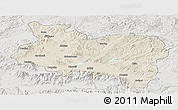 Shaded Relief Panoramic Map of Manisa, lighten, semi-desaturated