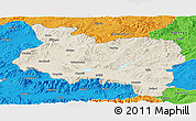 Shaded Relief Panoramic Map of Manisa, political outside