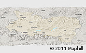 Shaded Relief Panoramic Map of Manisa, semi-desaturated