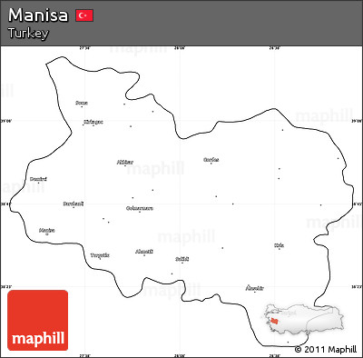 Blank Simple Map of Manisa, cropped outside