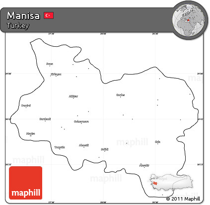 Blank Simple Map of Manisa, cropped outside