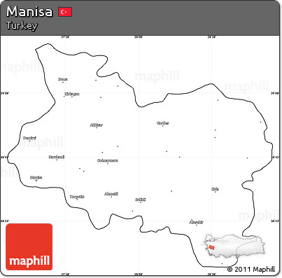 Blank Simple Map of Manisa, cropped outside