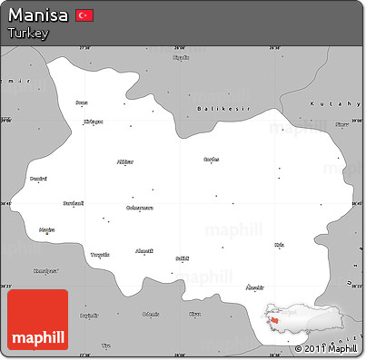 Gray Simple Map of Manisa