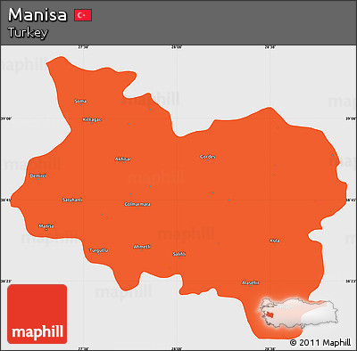 Political Simple Map of Manisa, single color outside