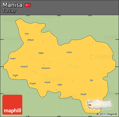 Savanna Style Simple Map of Manisa, cropped outside