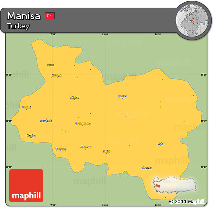 Savanna Style Simple Map of Manisa, single color outside