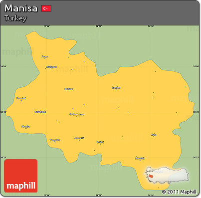 Savanna Style Simple Map of Manisa, single color outside
