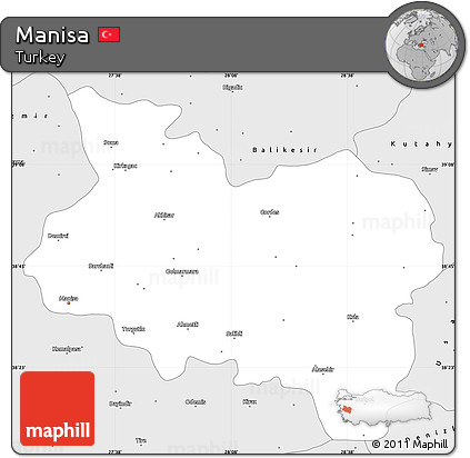 Silver Style Simple Map of Manisa