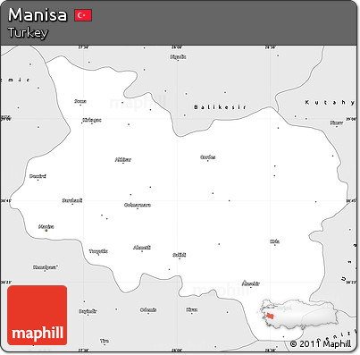 Silver Style Simple Map of Manisa
