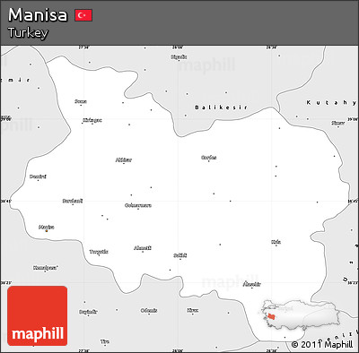 Silver Style Simple Map of Manisa