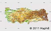 Physical Map of Turkey, cropped outside