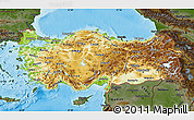 Physical Map of Turkey, darken, land only