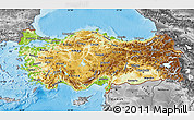 Physical Map of Turkey, desaturated, land only