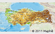 Physical Map of Turkey, lighten, land only