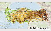 Physical Map of Turkey, lighten