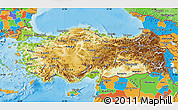 Physical Map of Turkey, political outside, shaded relief sea