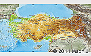 Physical Map of Turkey, semi-desaturated, land only