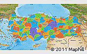 Political Map of Turkey, satellite outside, bathymetry sea
