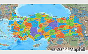 Political Map of Turkey, semi-desaturated, land only