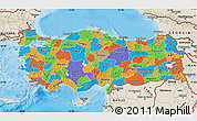 Political Map of Turkey, shaded relief outside, bathymetry sea
