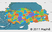 Political Map of Turkey, single color outside, satellite sea