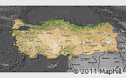 Satellite Map of Turkey, darken, desaturated