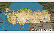 Satellite Map of Turkey, darken, land only