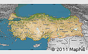 Satellite Map of Turkey, desaturated, land only