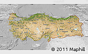 Satellite Map of Turkey, lighten, desaturated