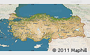 Satellite Map of Turkey, lighten, land only