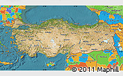 Satellite Map of Turkey, political outside, satellite sea