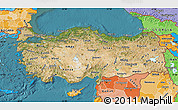 Satellite Map of Turkey, political shades outside, satellite sea