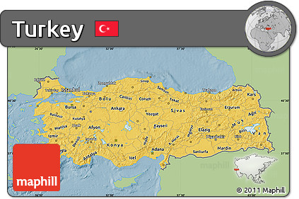 Savanna Style Map of Turkey, single color outside