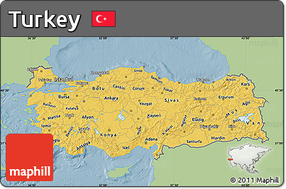 Savanna Style Map of Turkey, single color outside