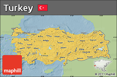 Savanna Style Map of Turkey, single color outside