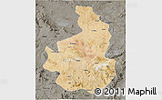 Satellite 3D Map of Nevsehir, darken, semi-desaturated