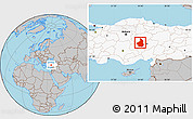 Gray Location Map of Nevsehir, highlighted country