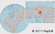 Gray Location Map of Nevsehir, hill shading