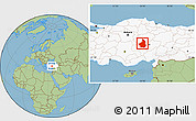 Savanna Style Location Map of Nevsehir, highlighted country