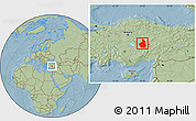 Savanna Style Location Map of Nevsehir, hill shading
