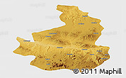 Physical Panoramic Map of Nevsehir, single color outside
