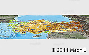 Physical Panoramic Map of Turkey, darken, semi-desaturated, land only