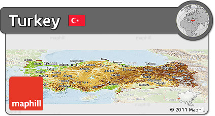 Physical Panoramic Map of Turkey, lighten