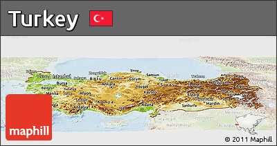 Physical Panoramic Map of Turkey, lighten