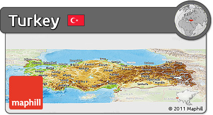 Physical Panoramic Map of Turkey, lighten, land only