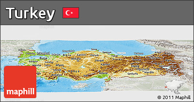 Physical Panoramic Map of Turkey, lighten, semi-desaturated, land only