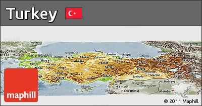 Physical Panoramic Map of Turkey, semi-desaturated