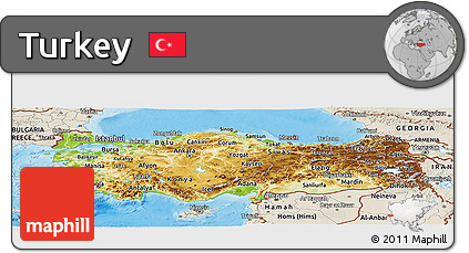 Physical Panoramic Map of Turkey, shaded relief outside