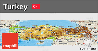 Physical Panoramic Map of Turkey, shaded relief outside