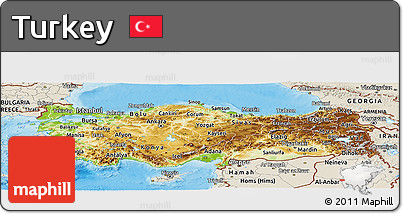 Physical Panoramic Map of Turkey, shaded relief outside